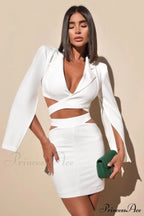 Cut Out Blazer Top Graceful + Mini Skirt Set