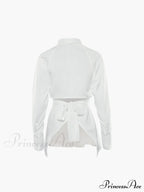 Cut Out Button Trendy Down Collar Shirt
