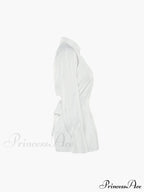 Cut Out Button Trendy Down Collar Shirt