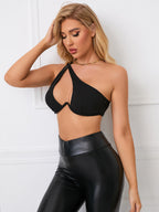 Cut Out One Shoulder Crop Top