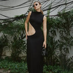 Cut Out Sleeveless Vestido Maxi Dress