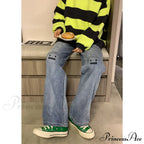 Cute Emoji Face Wide Leg Personalized Jeans