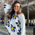Cute Floral Print Pullover Knit Classic Shorts Matching Set - Pink