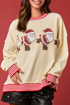 Cute Xmas Print Crew Neck Long Sleeve Pullover Sweater