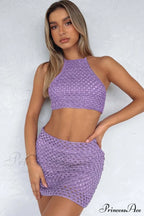 Cutout Crochet Top Charming + Skirt Set