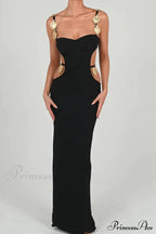 Cutout Slit Back Cami Dress with Contrast Detail