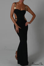 Cutout Slit Back Cami Dress with Contrast Detail
