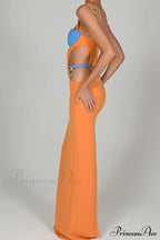 Cutout Slit Back Cami Dress with Contrast Detail