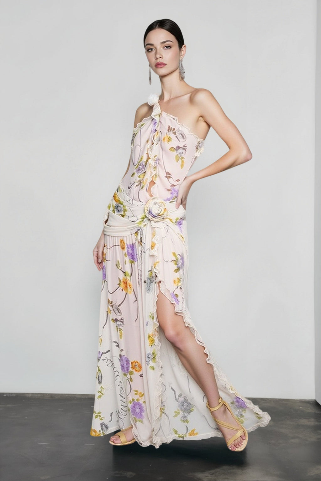 Halter Backless Floral Vacation Dress
