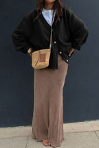 Solid Color V-Neck Button Casual Pocket Knit Cardigan