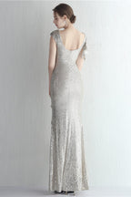 Glitter High Neck Mermaid Slit Formal Dress