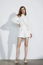 Business Essential White Bow-Tie Blouse