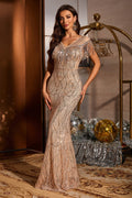 Champagne Tassel Sequin Elegant Party Dress