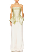 Modern Elegance Metallic Textured Fabric Corset Strapless Panier Tank Top