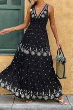Chic V Neck Maxi Boho Dress