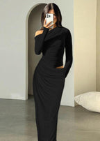 Elegant Asymmetrical Off Shoulder Pleated Dress