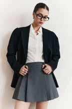 Button Front Pleated ALine Skirt