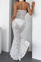 Cutout Halter Lace Slim Bodycon Floral Dress