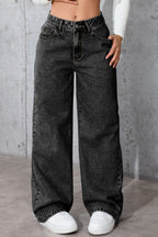 Casual High Waist Relaxed Straight Leg Jeans