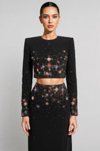 Keirt Black Rhinestone Stud Maxi Dress Set