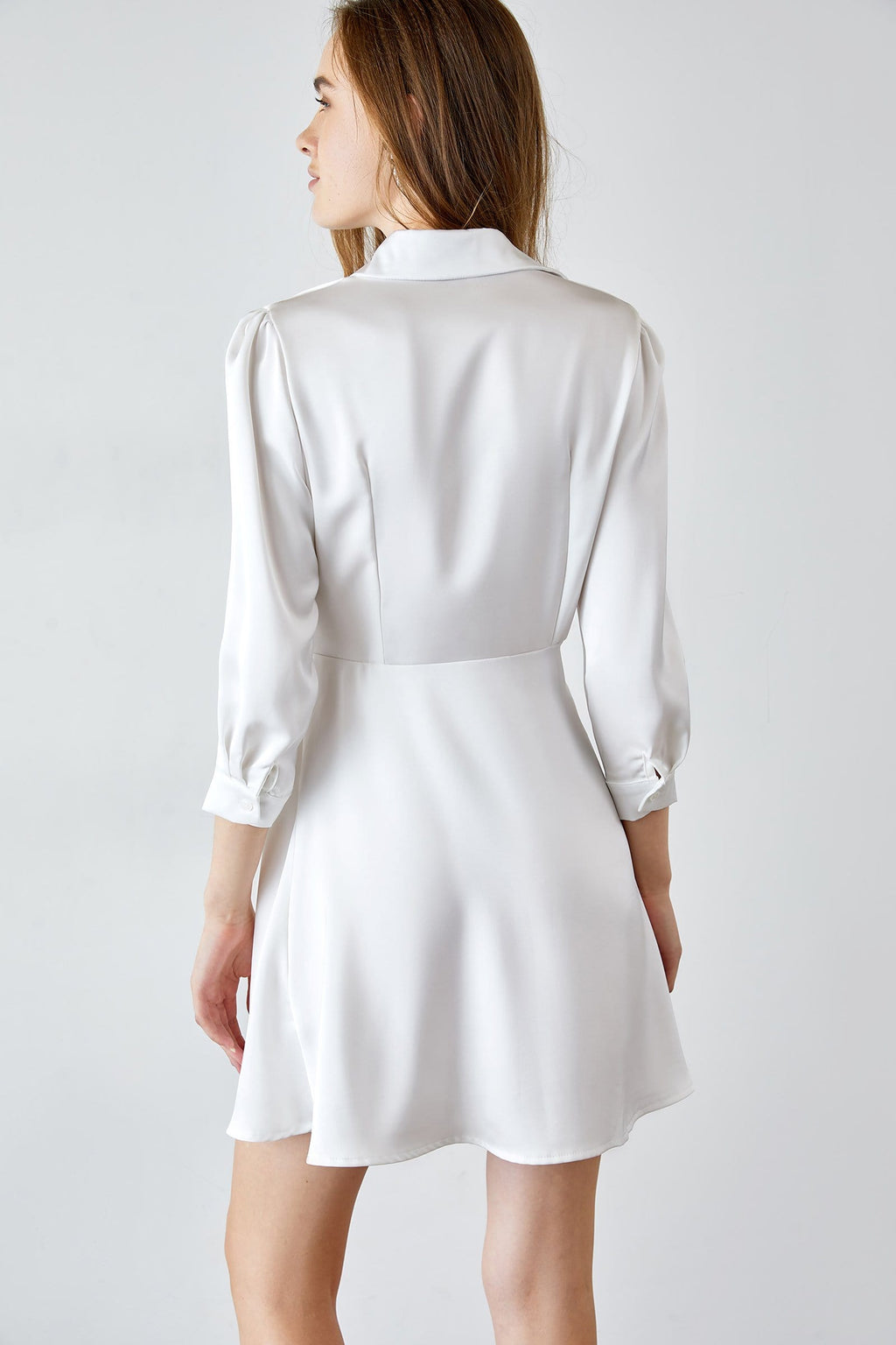 Charity White Button-Up Midi Dress