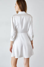 Charity White Button-Up Midi Dress