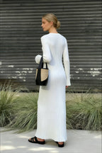 Ribbed Knit Tie Waist Dress