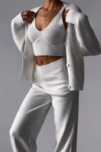 Chic V-neck Knitted Three-piece Set
