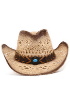 Vintage Western Cowboy Hollow Woven Straw Hat