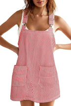 Women's Summer Adjustable Strap Striped Overall Dress