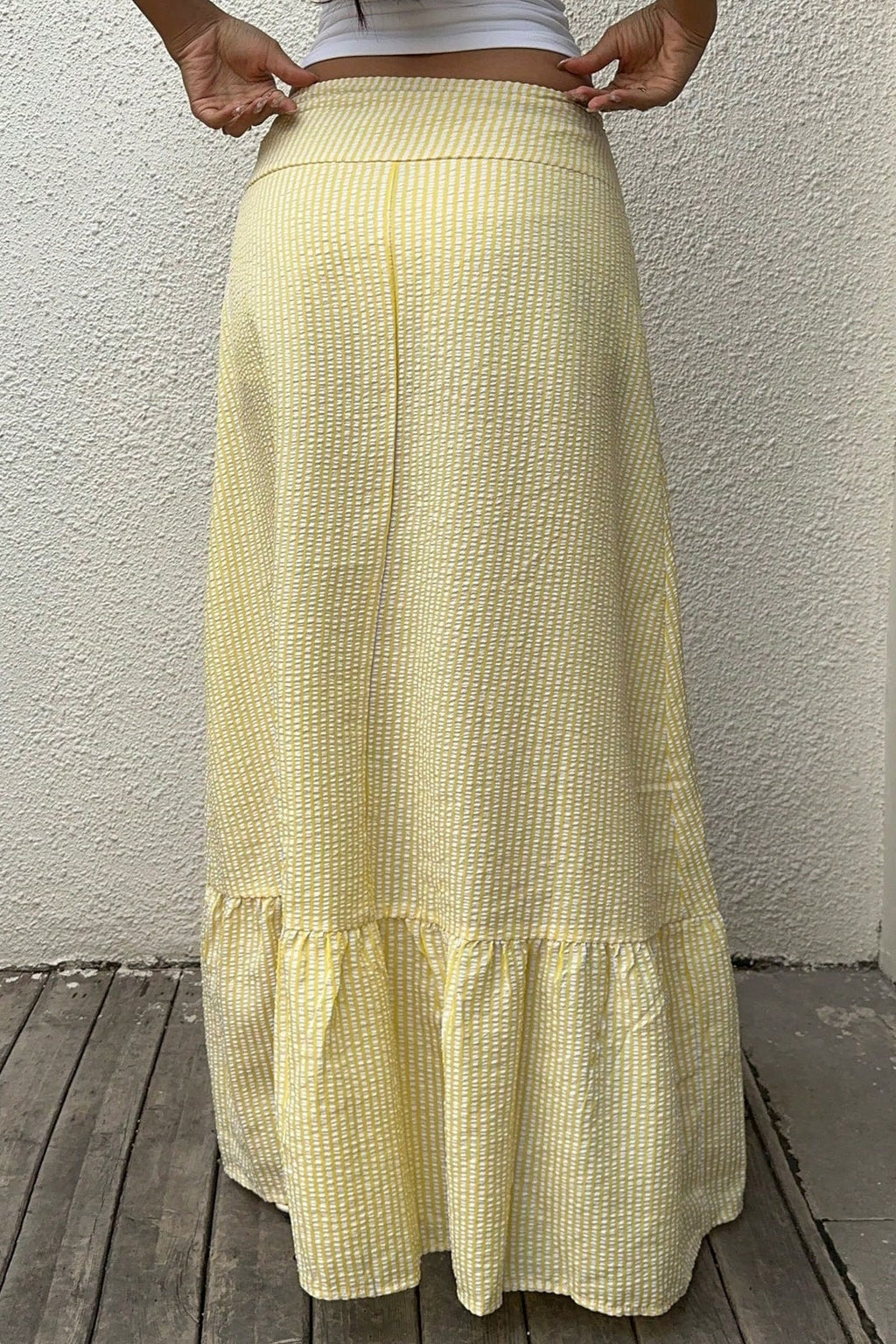 High Waist Striped Flared Casual Skirt