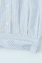 Striped Long Sleeve Shirt High Waist Tie Mini Skirt Set