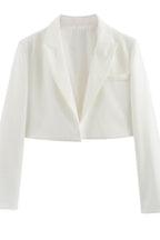 Solid Open Front Short Blazer