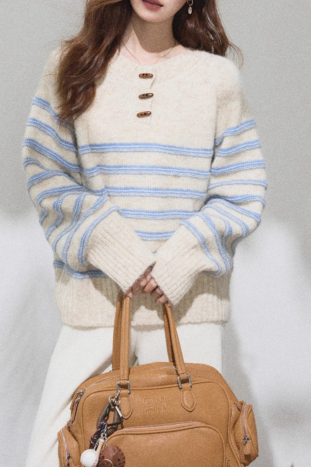 Vintage Stripe Placket Knit Top