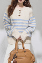 Vintage Stripe Placket Knit Top