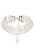 Stylish Geometric Pearl Beaded Multi-Layer Necklace