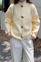 Toggle Button Round Neck Cardigan