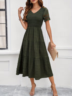 Cristina Statement a Line Short Sleeved Lace Maxi Dress Elevated Occasion Wear