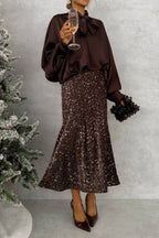 CHOCOLATE SEQUIN SKIRT