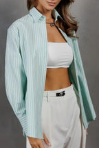 Relaxed Fit Striped Long Sleeve Blouse