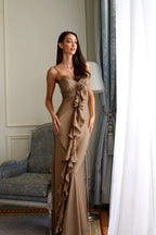 Chic Slim Floral Ribbon Satin Cami Boho Dress