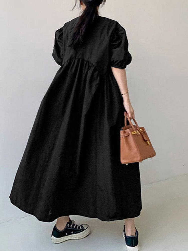 Elida Loose Dress with Puff Sleeves for Women Special Occasion Look