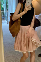 Flowy Smoky Pink Voluminous Princess Mini Skirt