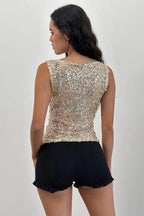 Casual Sequin Bodycon Tank Top