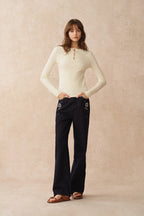 Elegant Bowknot Cutout Wool Knit Base Layer