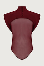 Vita Mesh Patchwork High Neck Wide Sleeve Bodysuit and High Rise Pocket Slit Pants Set