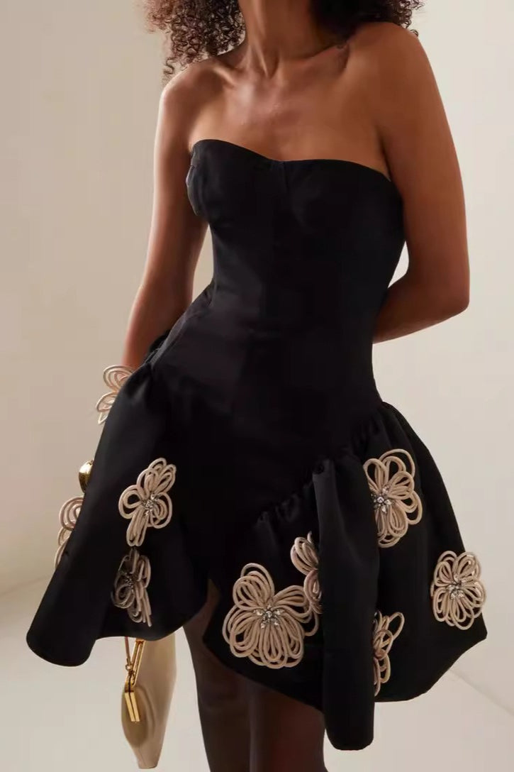 Floral Applique Ball Gown Dress