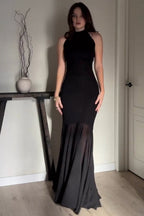 Solid Color Mesh Fitted Sexy Bodycon Maxi Dress