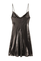Cowl Neck Metallic Slip Mini Dress