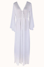 Lace Cutout Bell Sleeve Boho Dress